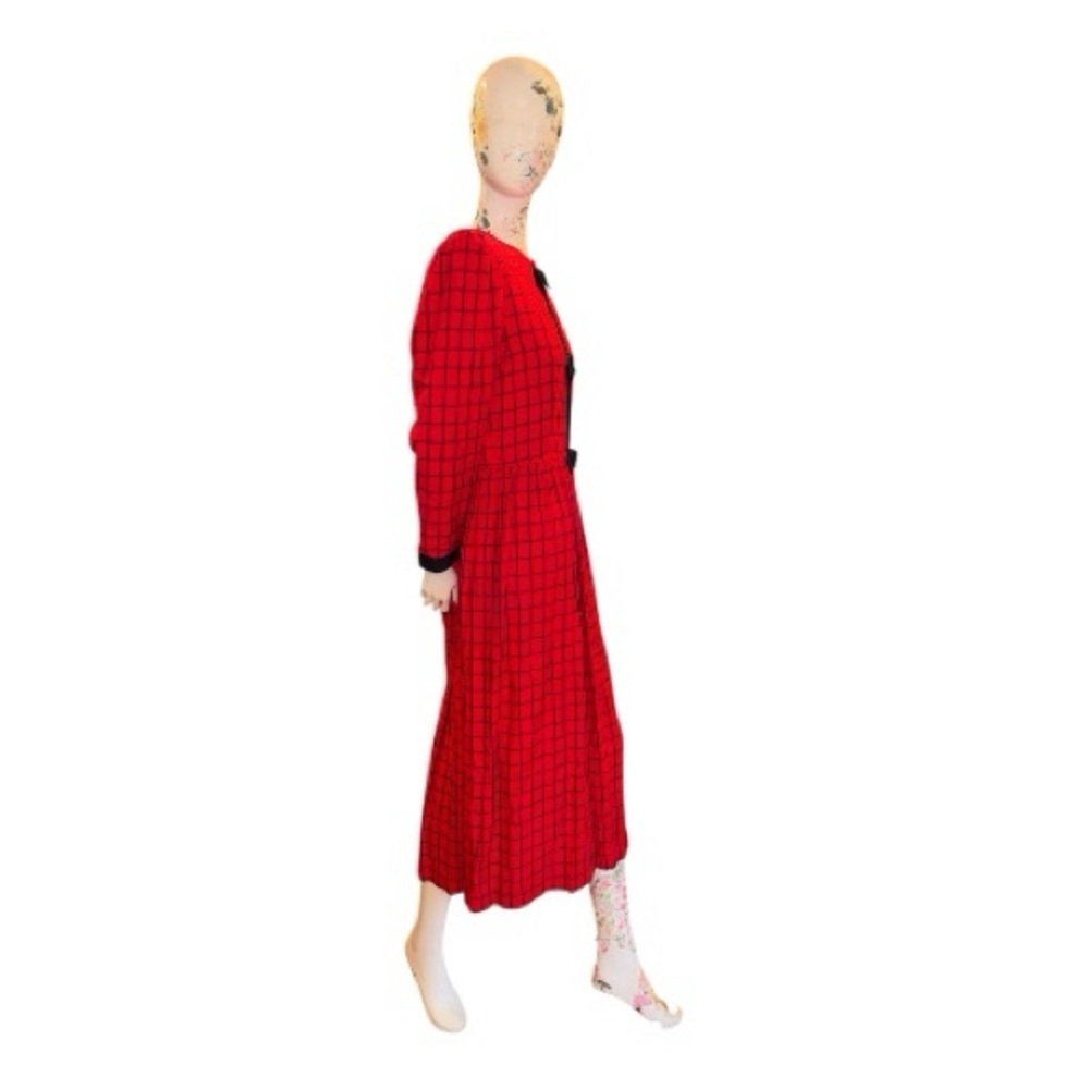 Vintage J.Christopher Chic Long Sleeve Red Plaid Dress - Picture 3 of 9